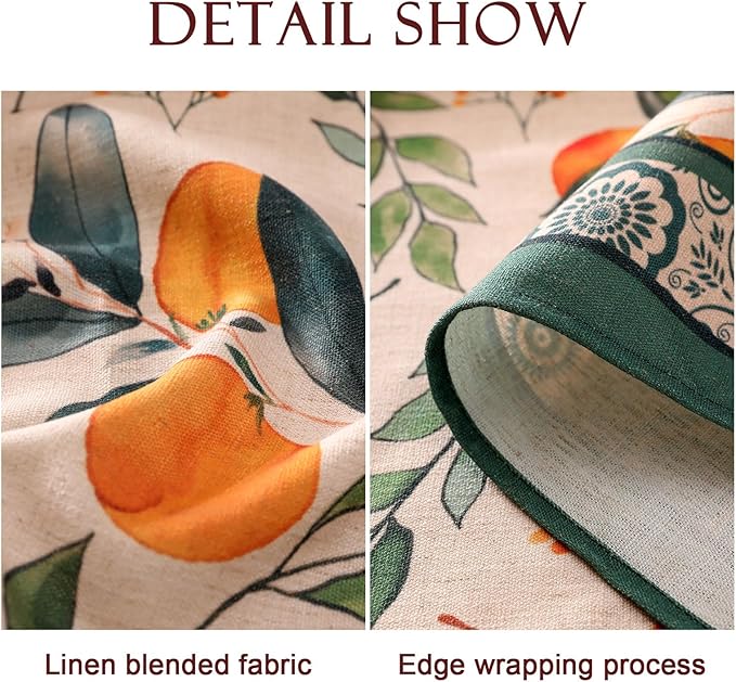 patdrea Designer Vintage Linen Square Table Cloth,Framhouse Linen Oranges and Leaves Pattern Tablecloth,Fall Decor Table Cover for Kitchen Dining Christmas,Thanksgiving,67"x67"-Palladin a