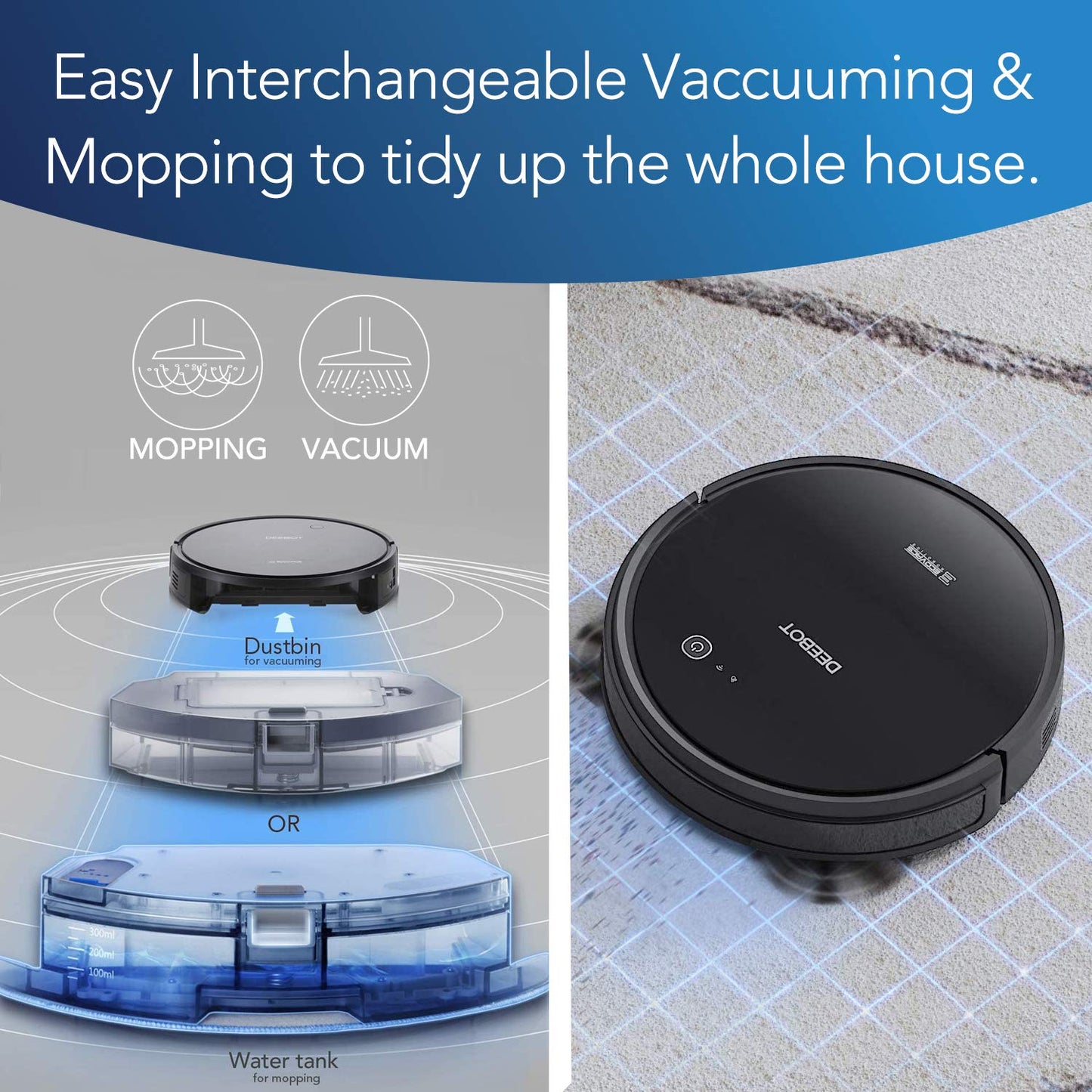 ECOVACS DEEBOT 661 Cordless Robot Vacuum, Black