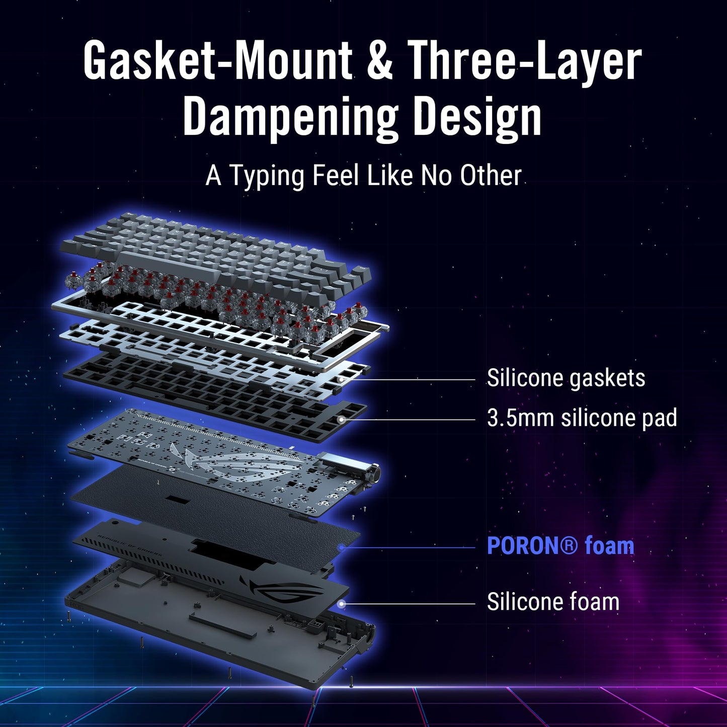 ASUS ROG Azoth 75% Wireless DIY Custom Gaming Keyboard, OLED Display, Gasket-Mount, Three-Layer Dampening, Hot-Swappable Pre-lubed NX Brown Switches & Keyboard Stabilizers, ABS Keycaps, RGB-Black