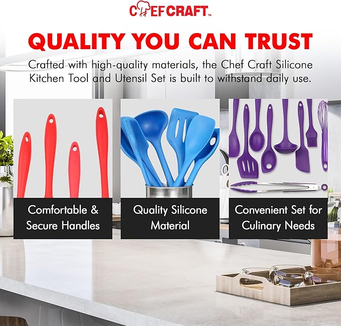 Chef Craft 9 Piece Green Premium Silicone Kitchen Tool Set (42084)