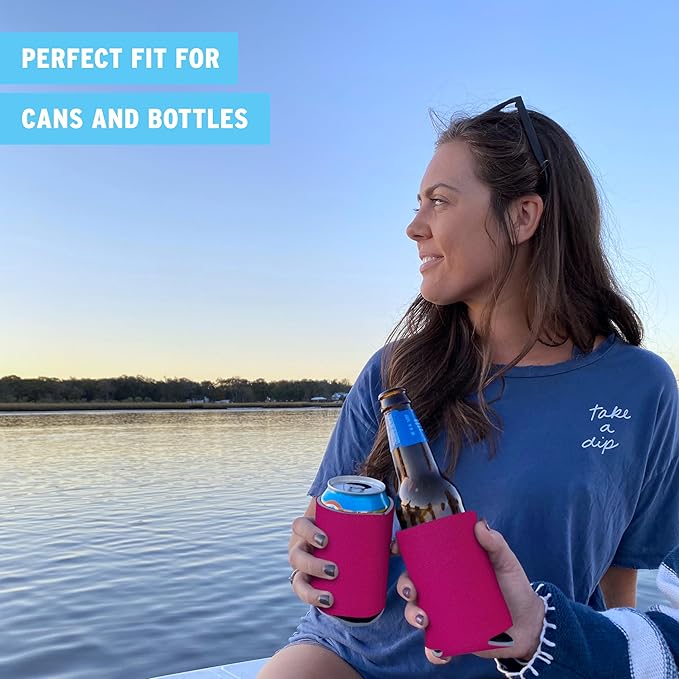 Blank Beer Can Cooler Sleeves (14-Pack) Soft Insulated Beer Cozy for Cans - HTV Friendly Plain Coolies in Bulk for Beer Cans & Bottles - Can Cozy Sublimation Blanks for Vinyl Projects & Wedding Favors