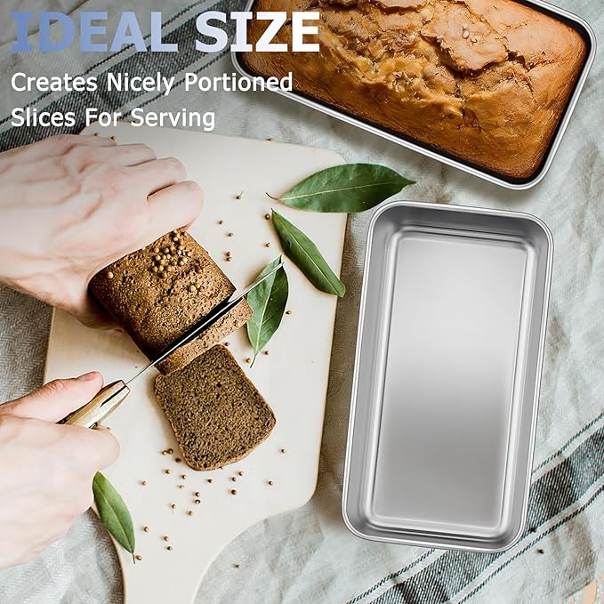 TeamFar Loaf Pans for Baking, 9 x 5 Inch Stainless Steel Loaf Bread Pans Tins for Homemade Bread/Brownies, Healthy & Sturdy, Oven & Dishwasher Safe - Set of 12