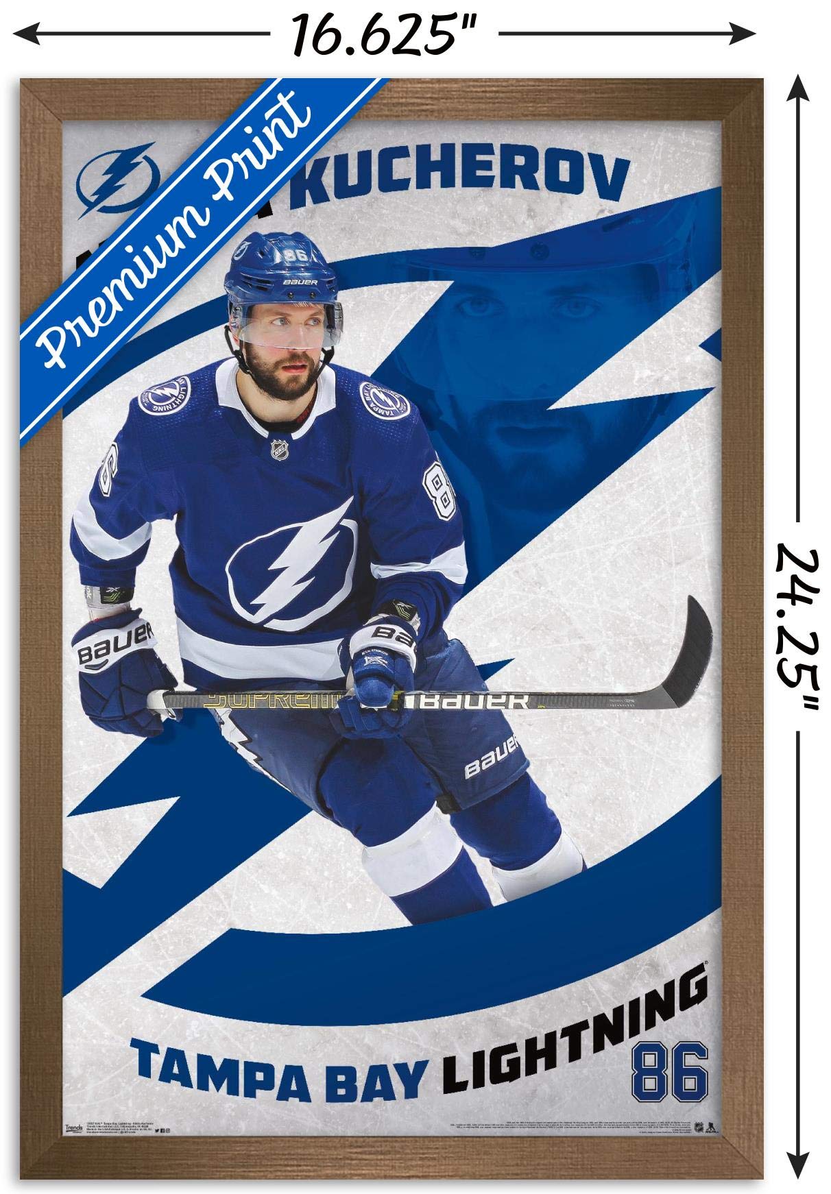 Trends International NHL Tampa Bay Lightning - Nikita Kucherov 19 Wall Poster, 14.725" x 22.375", Bronze Framed Version