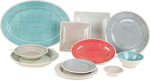 Carlisle FoodService Products Grove Reusable Plastic Plate Square Plate with Rim for Home and Restaurant, Melamine, 8.5 Inches, Buff, (Pack of 12)