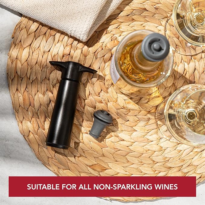 no name Vacu Vin Wine Saver Pump with 1 x Vacuum Bottle Stopper - Black