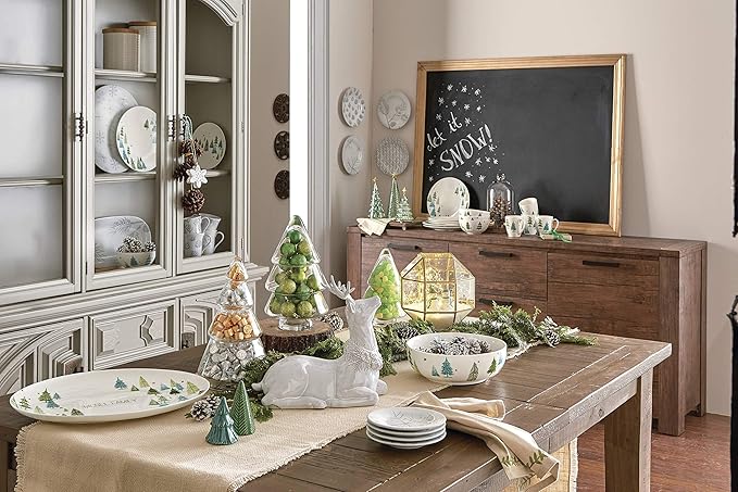 Lenox 880066 Balsam Lane 4-Piece Accent Plate Set, Christmas Drinkware, Holiday Hosting