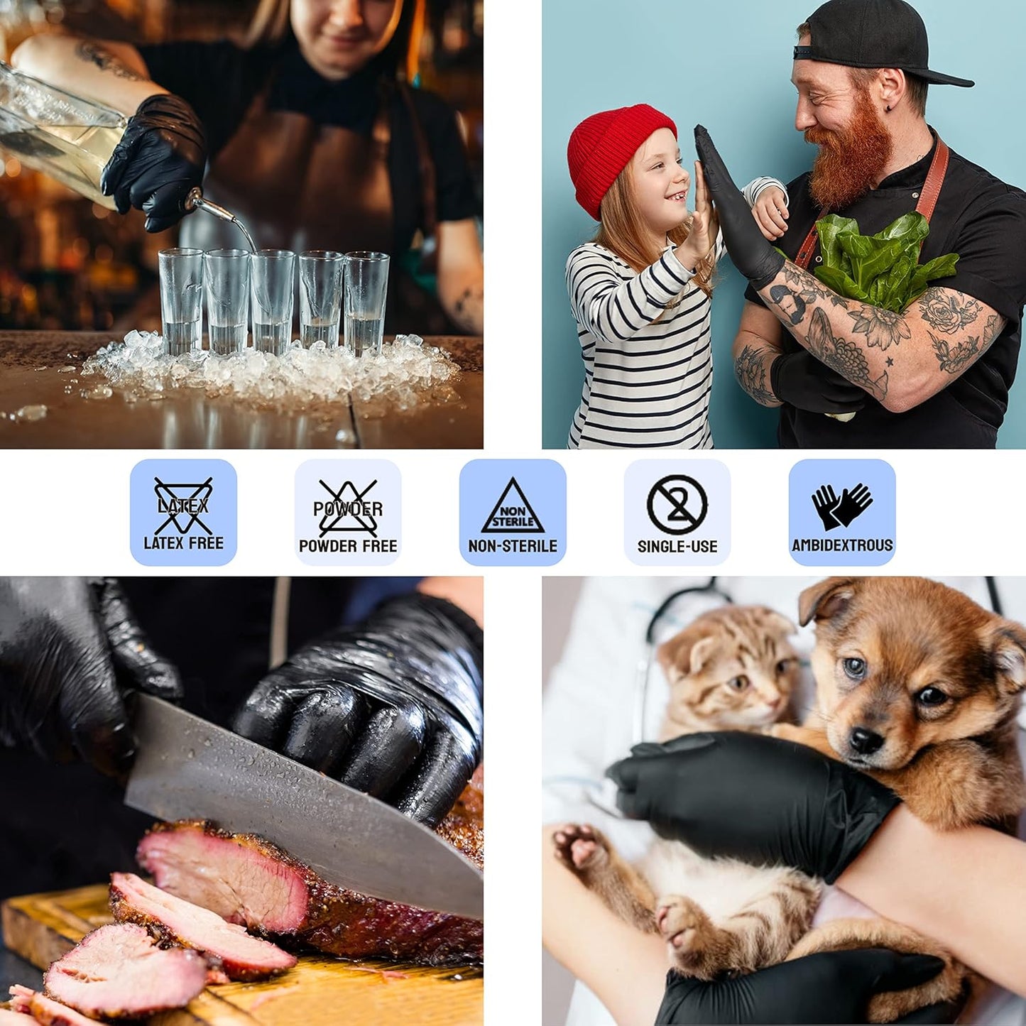 Safe Health HD Industrial Nitrile Black Disposable Gloves, Heavy Duty, 5 Mil, Case of 1000, Medium, Latex Free, Powder Free, Oil Grease Resistant, Automotive, Mechanic, Maintenance