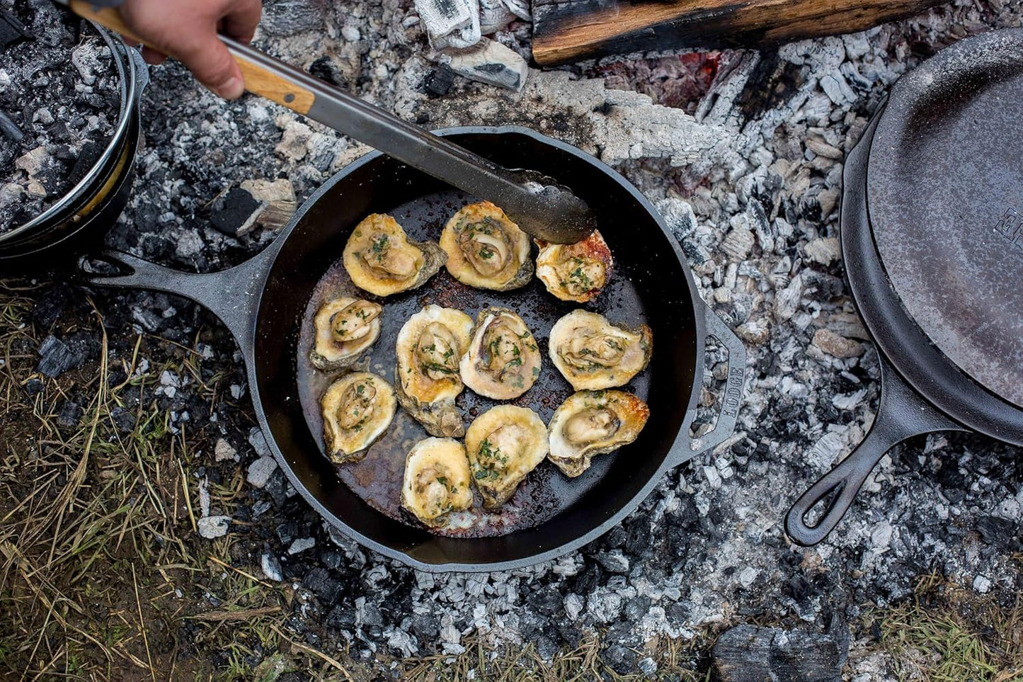 Lodge 13-1/4 Inch Cast Iron Pre-Seasoned Skillet – Signature Teardrop Handle - Use in the Oven, on the Stove, on the Grill, or Over a Campfire, Black