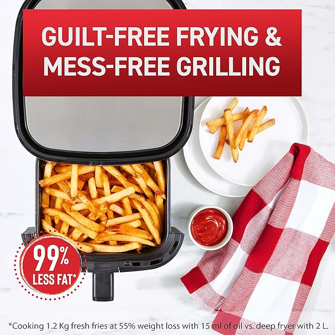 T-fal Air Fryer & Grill Combo Digital, 2-in-1, 4.4 Qrt, black