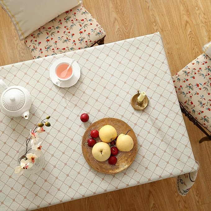 ISAENNE Designer Vintage Linen Floral Table Cloth for Rectangle Table,Fall Colorful Modern Tablecloth,Anti-Wrinkle Decor Tablecloths for Dining Thanksgiving Kitchen,55"*79"-Bertina E