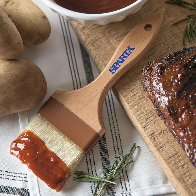 SPARTA Chef Series Basting Brush, Flat Boar Bristle Pastry Brush for Cooking and Baking, 3" Wide, 1 Count