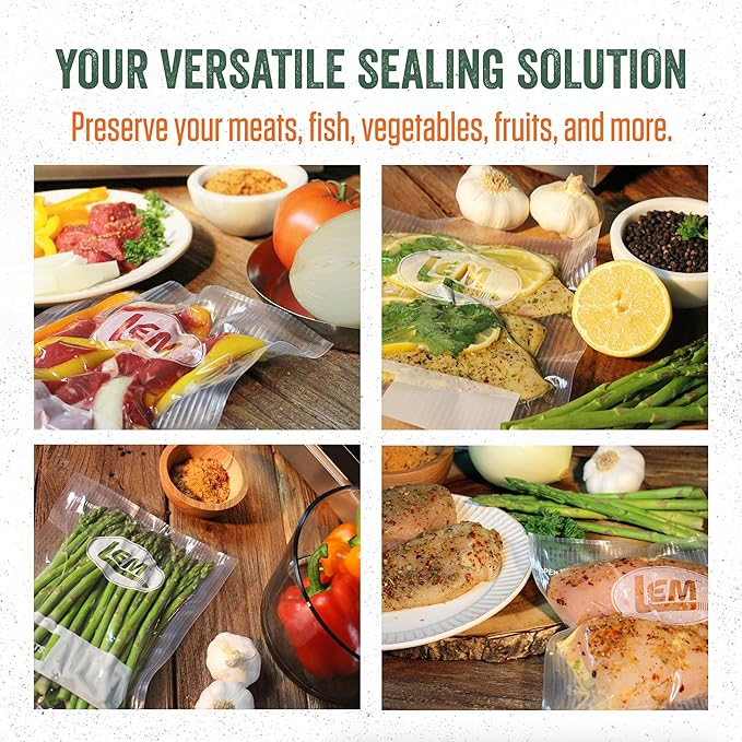 LEM Products Quart Zipper Top Vacuum Sealer Bags, 8 x 12 Inches, Compatible with Most Major Vacuum Sealer Brands, 18 Count