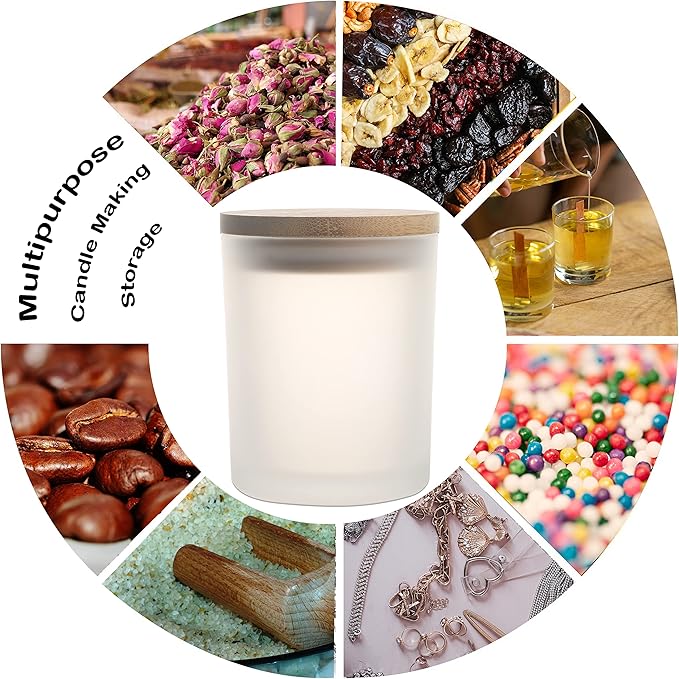 MILIVIXAY 12 Pack 7 OZ Frosted Glass Candle Jars with Lids and Candle Making Kits - Bulk Empty Candle Jars for Making Candles - Spice, Powder Containers.