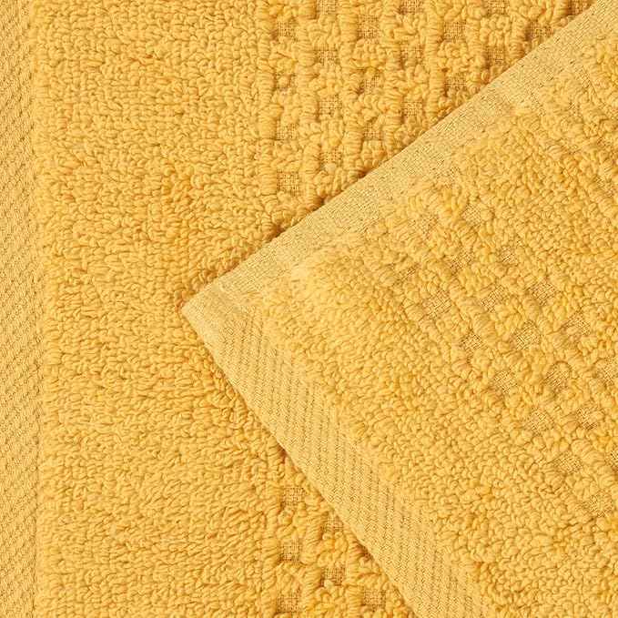 Superior Playa Zero Twist Cotton Medium Weight Towels, for Guest Bath, Bathroom, Shower, Spa, Plush, Quick Dry, Ultra-Soft Towels, Bath Essentials, Waffle Textured, 9 Piece Assorted Towel Set, Gold