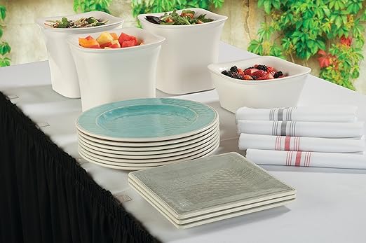 Carlisle FoodService Products Grove Reusable Plastic Plate Square Plate with Rim for Home and Restaurant, Melamine, 8.5 Inches, Buff, (Pack of 12)