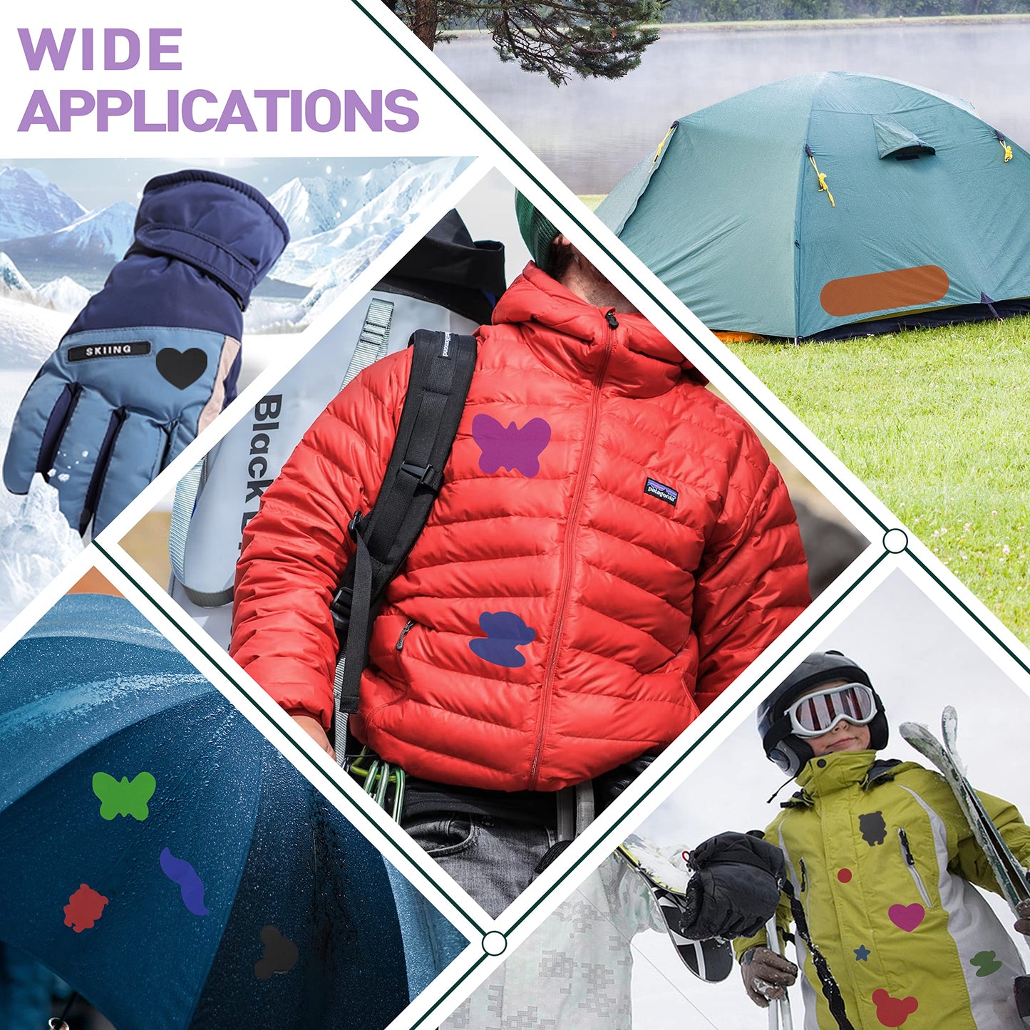Azobur 2-Pack Nylon Repair Patches Self Adhesive Vinyl Outdoor Camping Gear Repair Kit,Waterproof Fabric Repair Patches for Down Jacket, Tent, Sleeping Bag （10X20cm)）