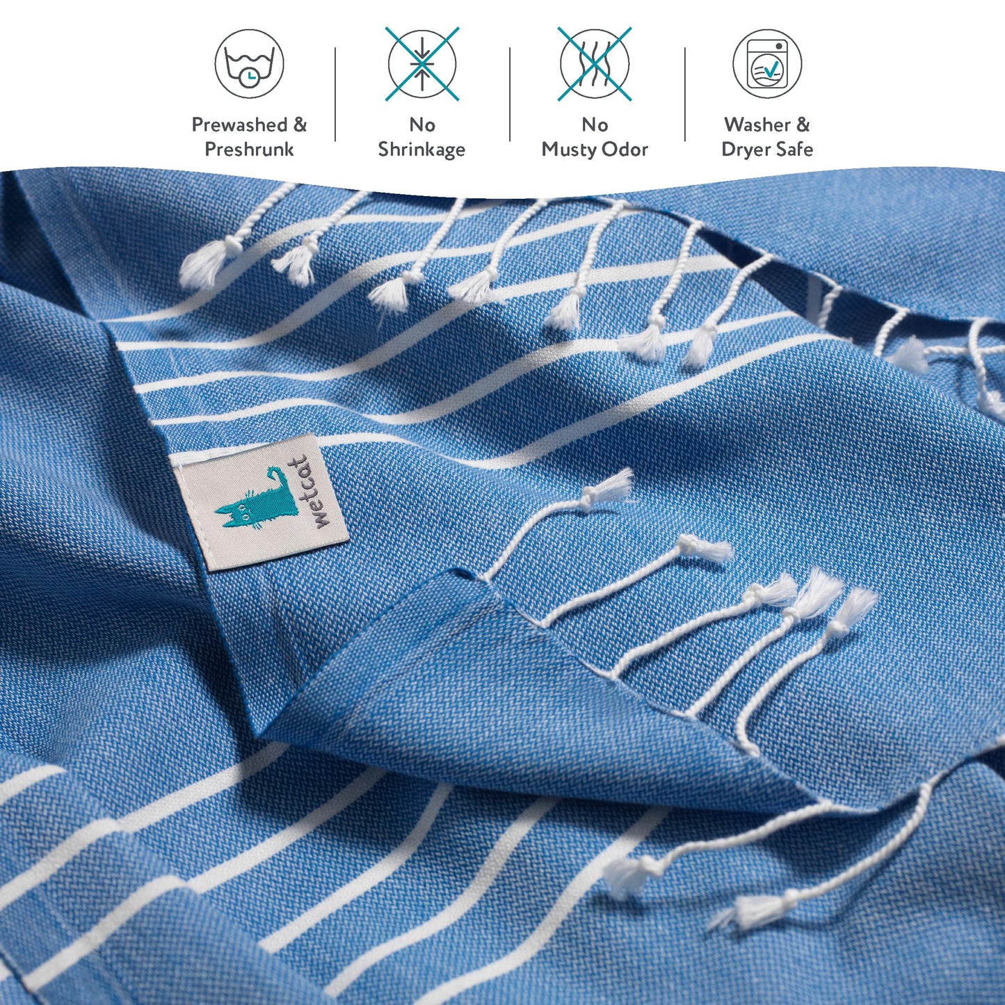WETCAT Turkish Beach Towel Oversized 38x71 100% Cotton Sand Free Quick Dry Extra Large Light Travel Towel for Adults Beach Accessories Gifts - Royal Blue