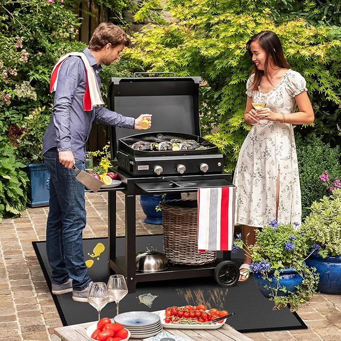 40" Square Fire Pit Fireproof Mat, 4 Layers Under Grill Mat BBQ Pad Fireproof Waterproof Oil-Proof Protect for Deck Patio Grass Outdoor Wood Burning Fire Pit and BBQ Smoker