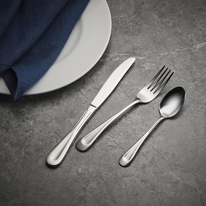 Oneida Silverware Set, Satin Sand Dune Everyday Dinner Forks Flatware Set, Service For 4, 18/0 Stainless Steel, Rust Resistance, Dishwasher Safe, Dining Utensils Sets, Forks (Silver, 4 Piece)