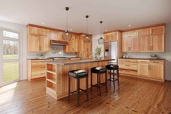 Quicklock RTA (Ready-to-Assemble) 42" Tall Wall Kitchen Cabinets - Shaker Style | 100% Hardwood | Made in America | Soft Close Hardware (Rustic Hickory, 12" D x 15" W x 42" H)