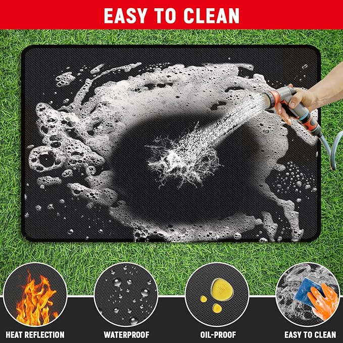 48 x 30 inch Under Grill Mats for Outdoor Grill, Double-Sided Fireproof, Oil and Waterproof Protective Mat for Grass and Deck, Outerdoor BBQ Fire Pit Fireplace Mat