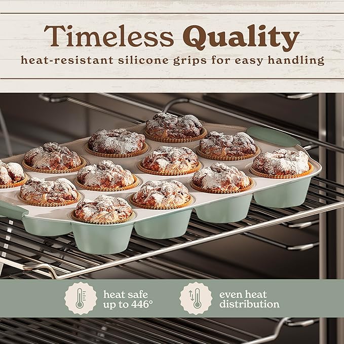 Country Kitchen Nonstick Stackable Bakeware Set - Durable, Easy Release Baking Set- 22 Pc. Includes Silicone Muffin Cups