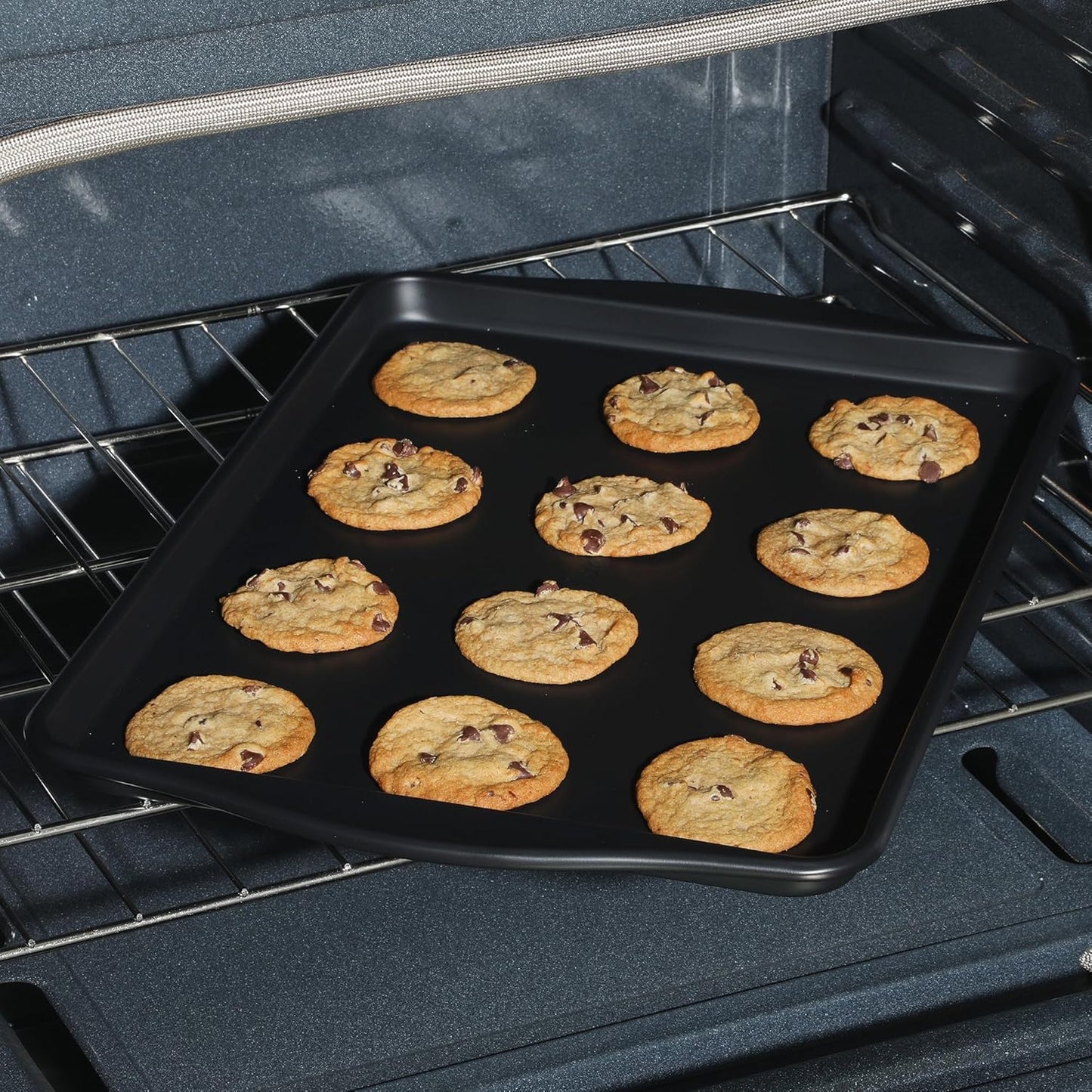 Oster Teston 18 x 13 Inch Nonstick Carbon Steel Cookie Baking Sheet - Matte Black