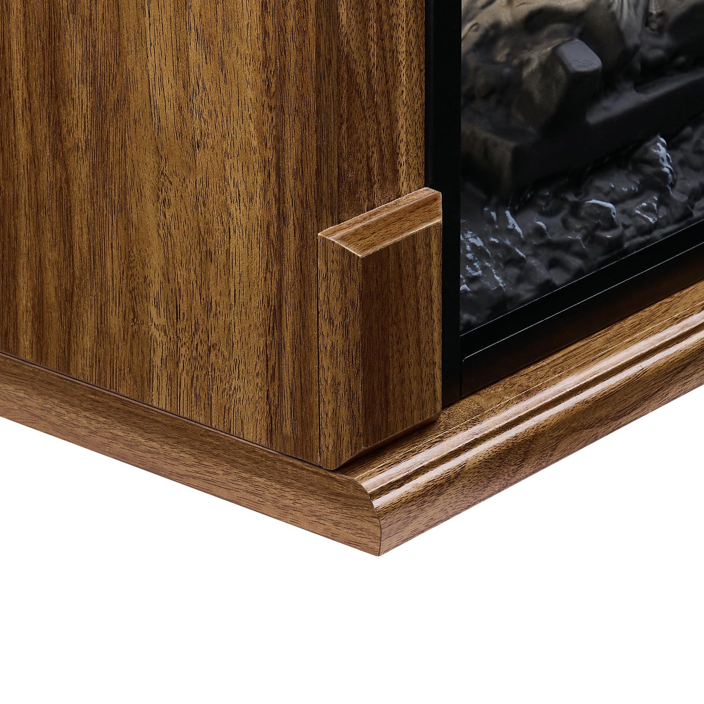 SOFTSEA 28" Electric Fireplace Heater Mantel with Removable Caster Wheel, TV Media Entertainment Center with Electric Fireplace and Remote Control, 4 Adjustable Brightness, 1500W Heater, Dark Oak