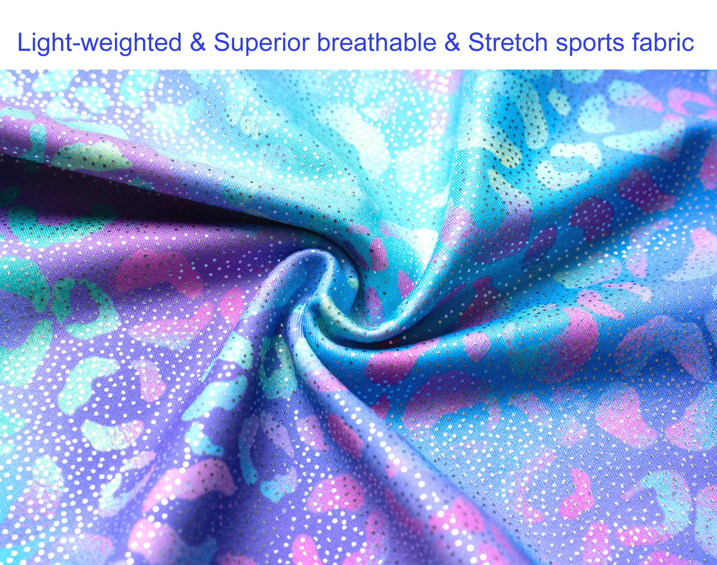 Domusgo Gymnastics Leotards for Girls Size 6-7 Years Old Sparkly Sleeveless Colorful Green Purple Leopard Print Tank