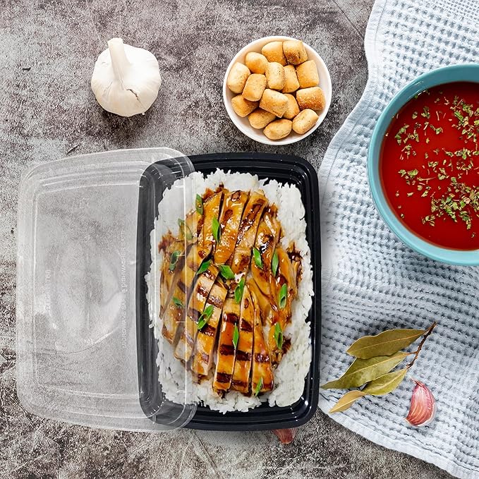 Ruthy's Outlet Meal Prep Containers W/Lids -Square Food Storage – BPA-Free| Stackable | Microwave | Freezer & Dishwasher Safe | Reusable Lunch Bento Box Portion Control & Planning (150 Pack, 12 oz)