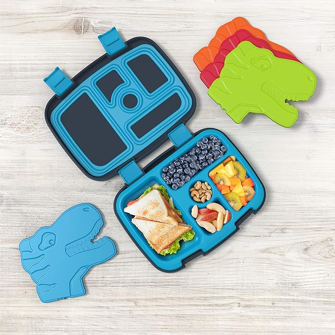 Bentgo Buddies Reusable Slim Ice Packs for Lunch Boxes, Lunch Bags, and Coolers - Multicolored 4-Pack (Dinosaur)