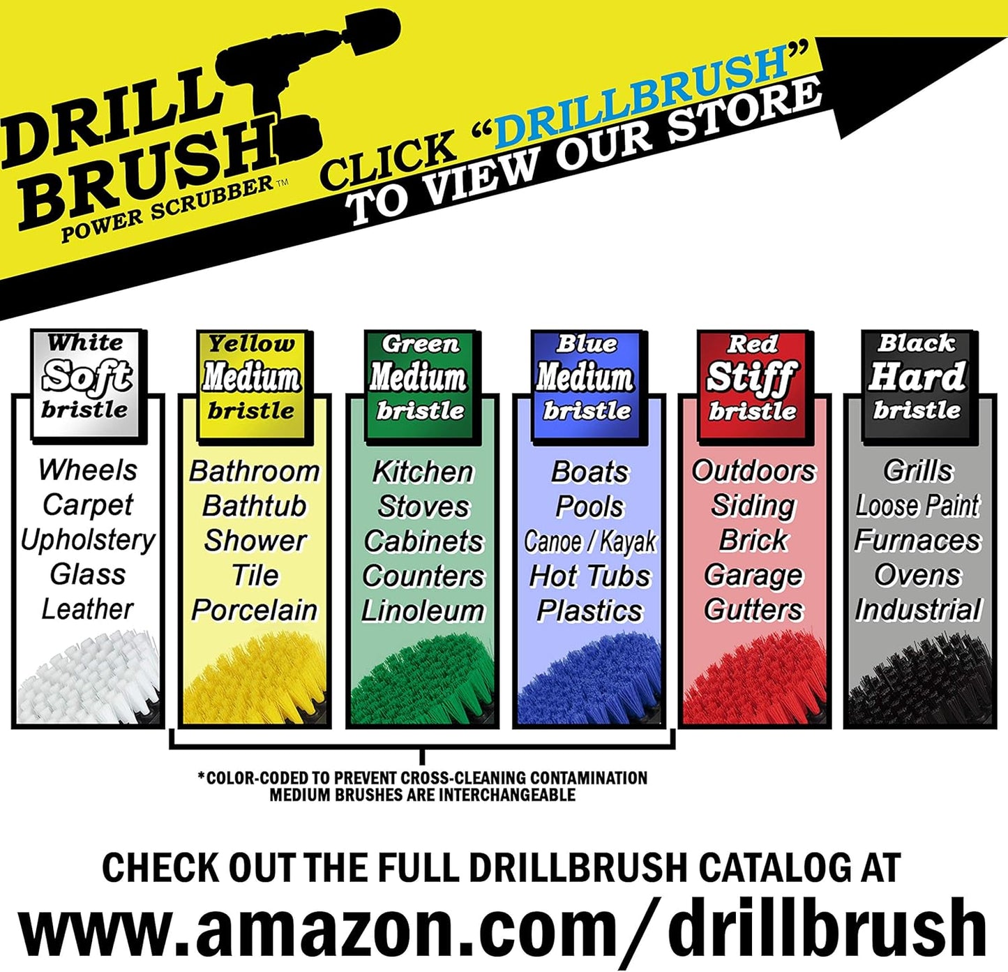 Drillbrush Headstone Cleaning Supplies - Outdoor Power Brush - Fountain Cleaner Tool - Deck Scrubbing Tool - Patio Cleaning Brush - Concrete Garage Floor Cleaner - Granite Scrubber Kit for Drill