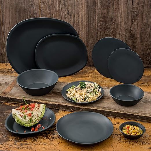Carlisle FoodService Products Ridge Reusable Plate Rimless Plate for Home and Restaurant, Melamine, 11 Inches, Slate, (Pack of 12)