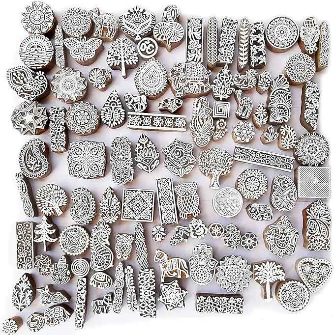 Royal Kraft Assorted Wooden Block Printing Stamps (Set of 10) Bulk01_10