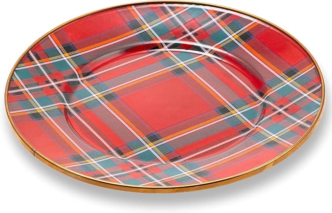 MACKENZIE-CHILDS Enamel Dinner Plate, Decorative Dinnerware Plate, 10 Inches, Tartastic