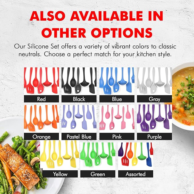 Chef Craft - Premium Silicone Kitchen Tools and Utensils Set, Non-Scratch, Withstands Temperatures up to 450°F, BPA-Free, 7 Piece Cooking Utensils Set, Pink