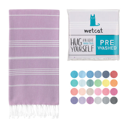WETCAT Turkish Beach Towel Oversized 38x71 100% Cotton Sand Free Quick Dry Extra Large Light Travel Towel for Adults Beach Accessories Gifts - Lilac
