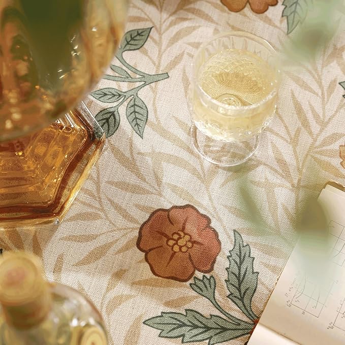 patdrea Designer French Vintage Rectangular Tablecloth,Yellow Floral Pattern Anti-Wrinkle Table Cloth,Dacorative Cover for Kitchen Dining Parties,Christmas,Thanksgiving,63"x87"-Cornflowers