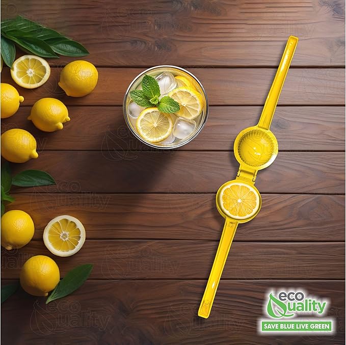EcoQuality Heavy Duty Handheld Yellow Citrus Juice Squeezer Premium Lemon, Lime & Orange Press for Maximum Extraction Easy to Use, Durable and Rust Resistant Metal Manual Juicer (6)