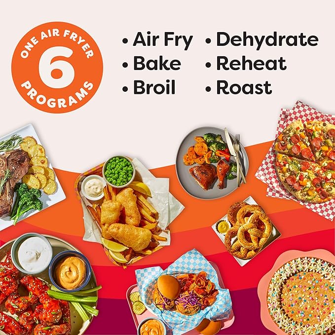 Instant Pot 4Qt VORTEX 6-in-1 Mini Air Fryer, Custom Program Options, Air Fry, Broil, Roast, Dehydrate, Bake, Reheat, Rosewater, 4 Quarts