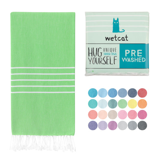 WETCAT Turkish Beach Towel Oversized 38x71 100% Cotton Sand Free Quick Dry Extra Large Light Travel Towel for Adults Beach Accessories Gifts - Green