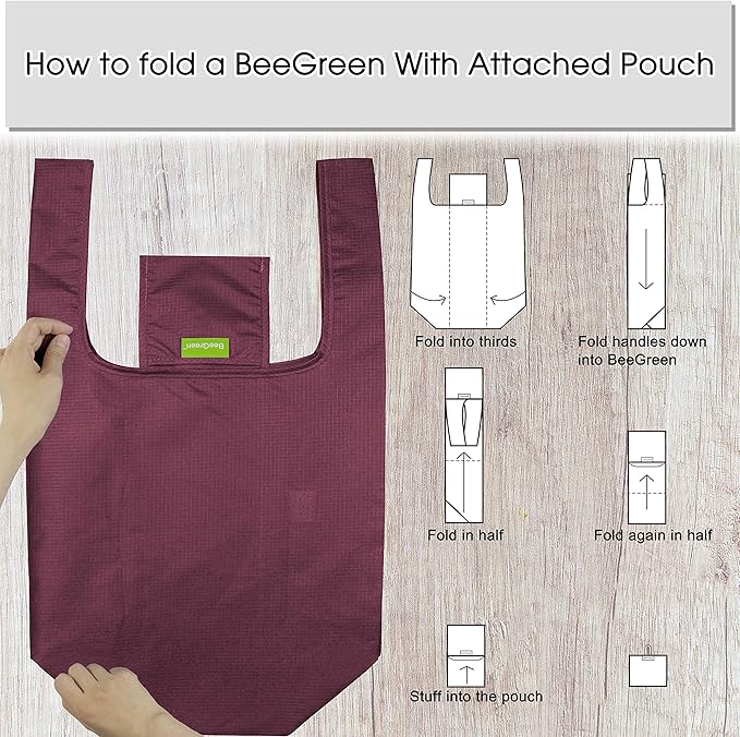 BeeGreen Christmas Red Reusable Grocery Bags Wholesale Red Reusable Kitchen Bags Bulk Foldable-Machine Washable with Zipper Storage Pouch 50 Packs