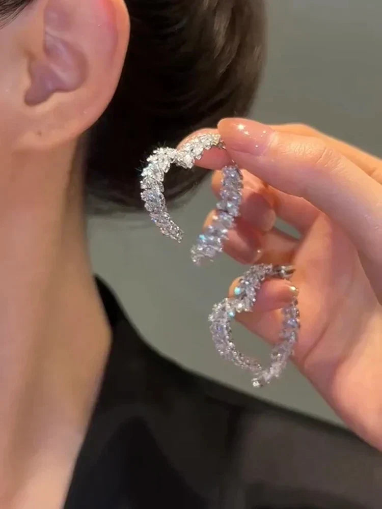 2024 French new design fashion jewelry silver plated luxury zircon love wheat earrings elegant women wedding party accessories