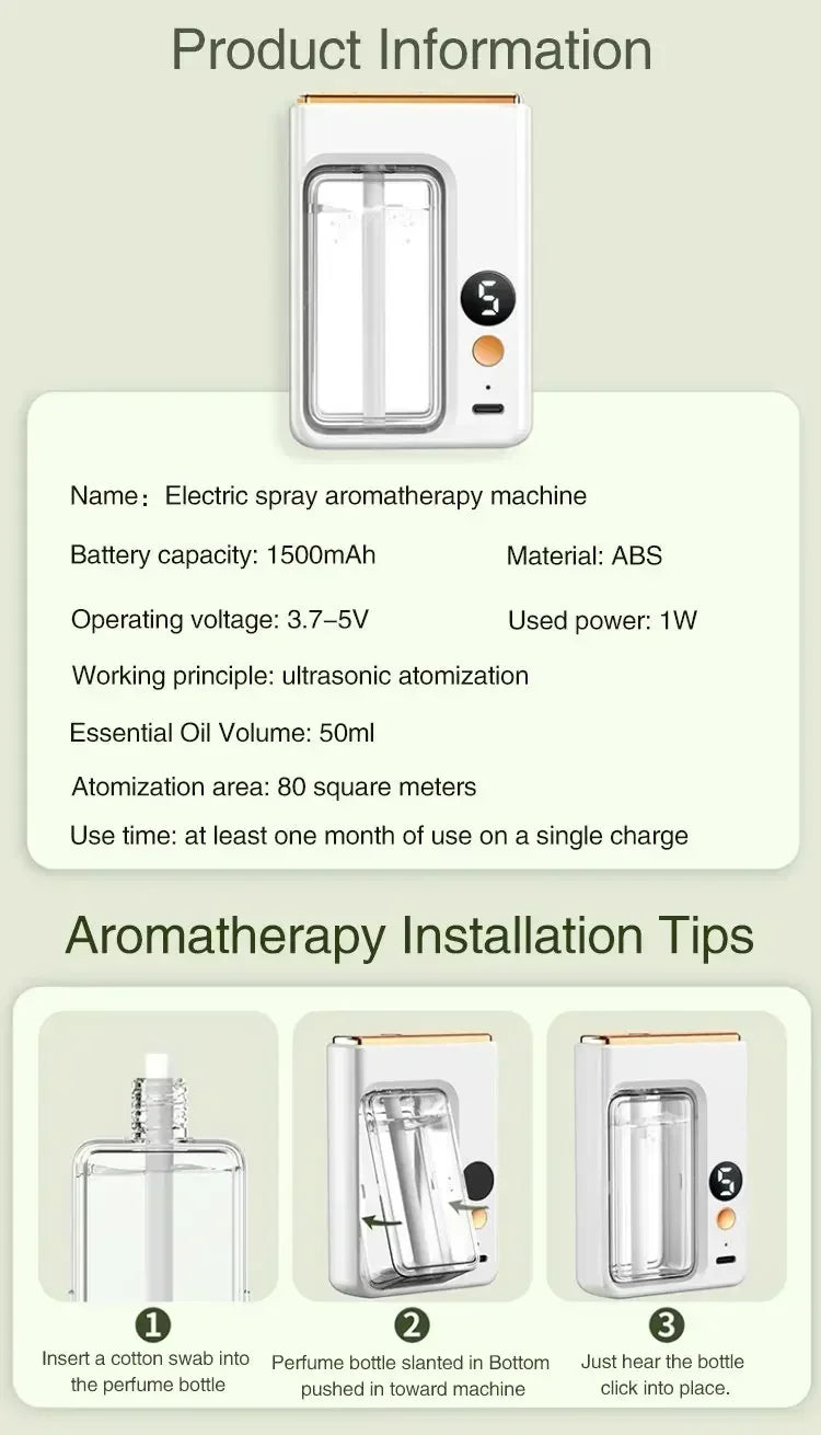 Automatic Aroma Diffuser Fragrance Essential Oil Smart Aromatherapy Machine Hanging Wall Oil Humidifier Bathroom Deodorization ﻿