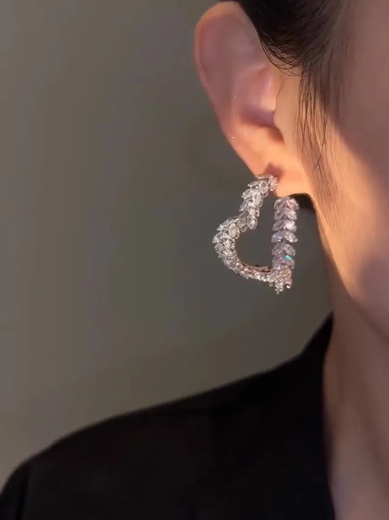 2024 French new design fashion jewelry silver plated luxury zircon love wheat earrings elegant women wedding party accessories