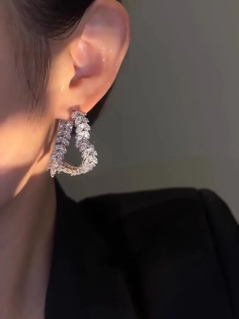 2024 French new design fashion jewelry silver plated luxury zircon love wheat earrings elegant women wedding party accessories