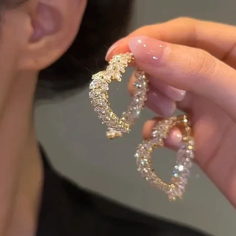 2024 French new design fashion jewelry silver plated luxury zircon love wheat earrings elegant women wedding party accessories