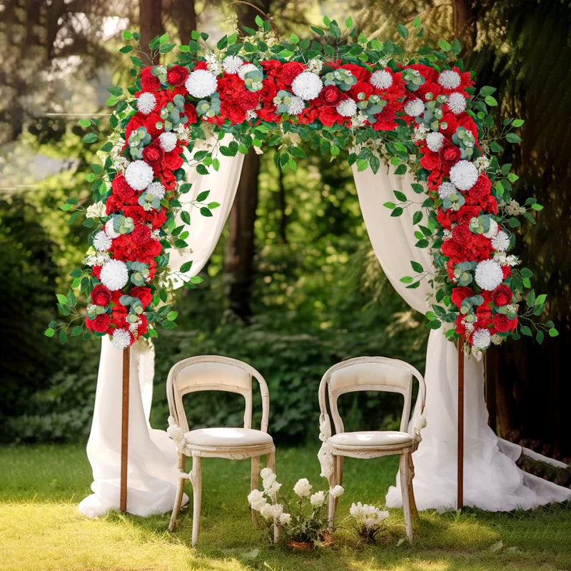 DIY Wedding Flower Wall Decor Silk Peonies Rose Artificial Floral Row Wed Arch Backdrop   wedding supplies garden decor outdoor