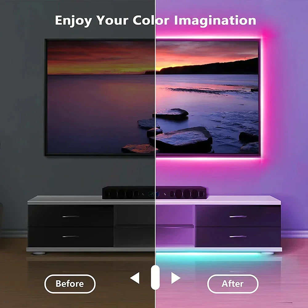 5V RGB 5050 LED Light Strip USB Infrared Remote Control Flexible Lamp Tape Ribbon Diode For Festival Party TV Desk Bedroom