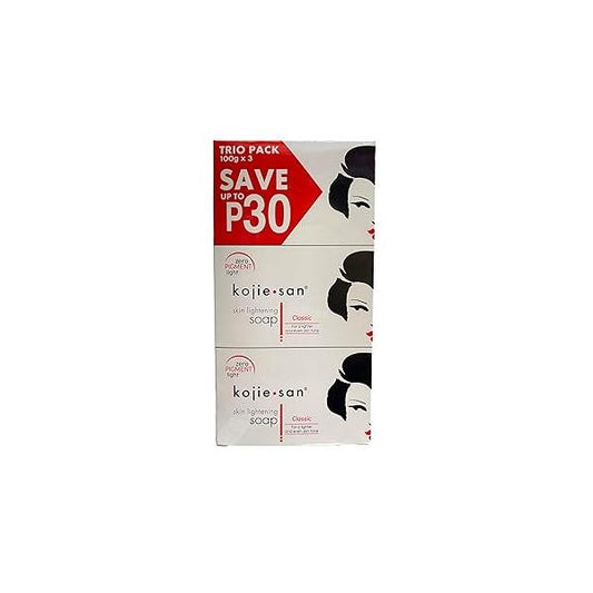 Kojie San Skin Brightening Soap - Original Kojic Acid Dark Spot Remover Soap, Paraben-Free Bar with Coconut & Tea Tree Oil for Face & Body, Gently Exfoliates for Smooth, Even Skin Tone - 100g x 3 Bars